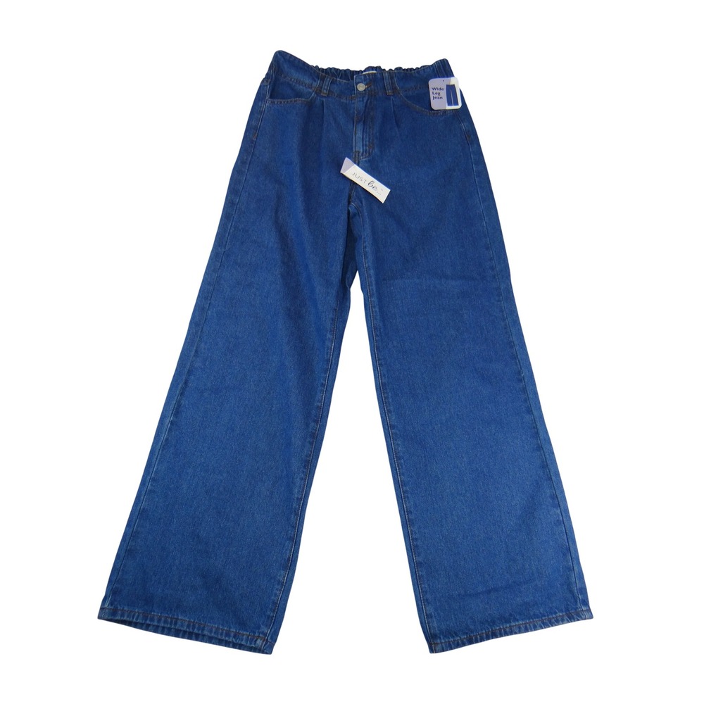 Just Be Women Medium Blue Wide Leg Jeans Elastic Back High Rise Size M